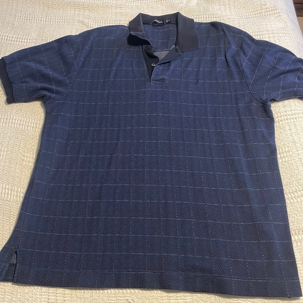 Nautica Polo T-Shirt Blue Collared Short Sleeve Cotton Mens - VERY SOFT